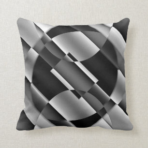 Abstract Black, White & Grey Shapes Throw Pillow