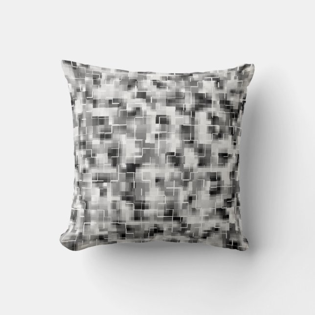 Abstract Black White Grey Throw Pillow (Front)