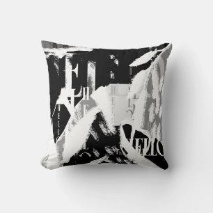 Abstract Black White Grey Throw Pillow
