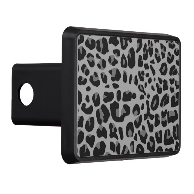 Abstract Black White Hipster Cheetah Animal Print Trailer Hitch Cover (Right)