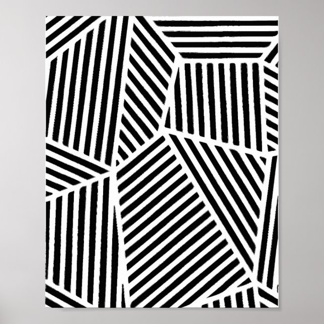 Abstract Black White Line Art Poster (Front)