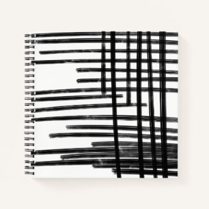 Abstract Black & White Lines Art -  Scratches 2 Notebook