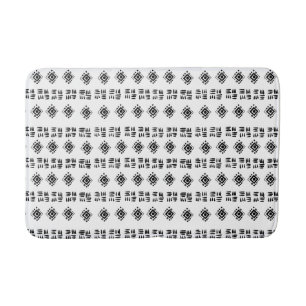 Abstract Black White Marks Bath Mat