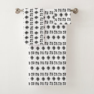 Abstract Black White Marks Bath Towel Set