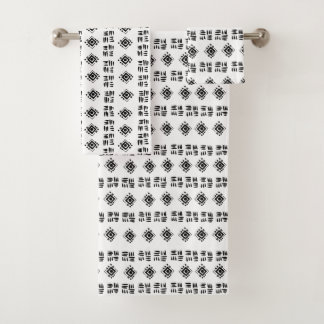 Abstract Black White Marks Bath Towel Set