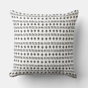 Abstract Black White Marks Throw Pillow