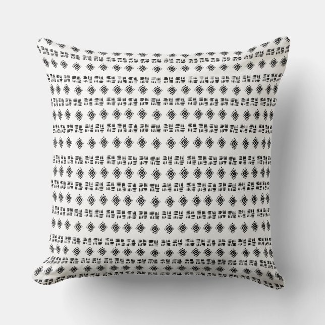 Abstract Black White Marks Throw Pillow (Front)
