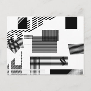 Abstract black white modern squares stripe pattern postcard