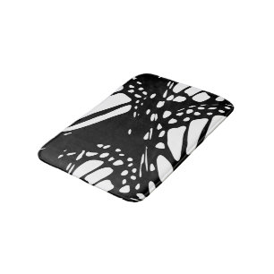 Abstract Black & White Monarch Butterfly Wing Bath Mat