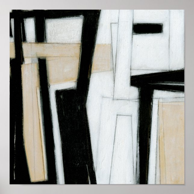 Abstract Black & White Painting Poster (Front)