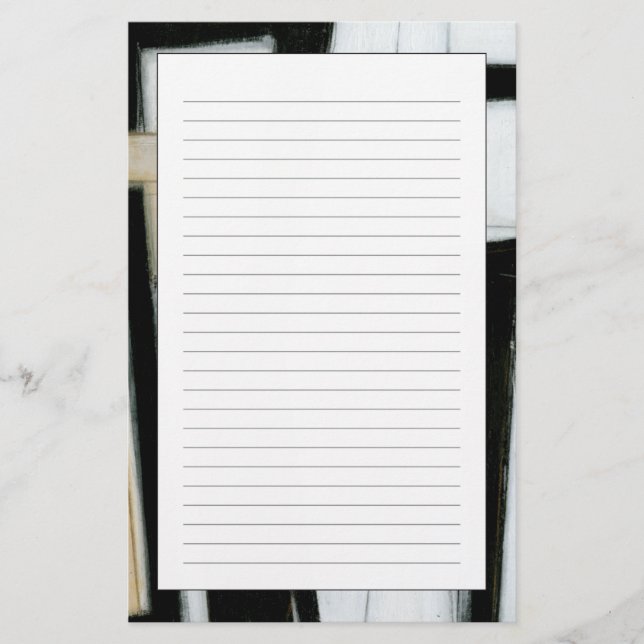 Abstract Black & White Painting Stationery (Front)
