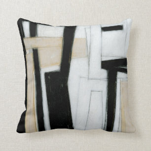 Abstract Black & White Painting Throw Pillow