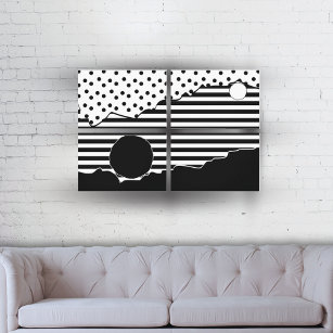 Abstract Black & White Pattern Landscape Canvas Print