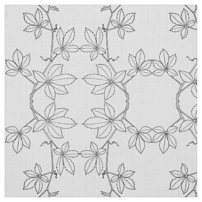 abstract black&white pattern with leaves. fabric (Swatch)