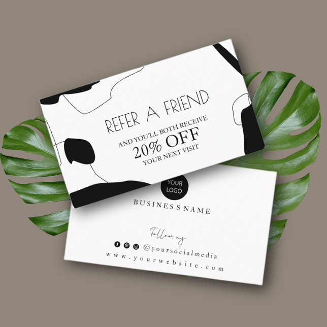 Abstract Black & White Referral Card Design (Creator Uploaded)