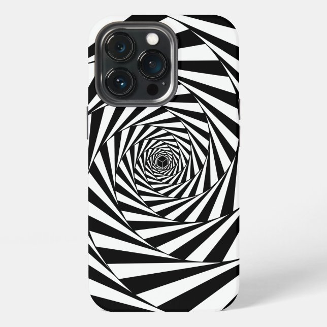 Abstract Black & White Spirals Art iPhone Case (Back)