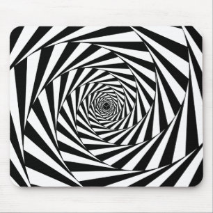 Abstract Black & White Spirals Art Mouse Pad