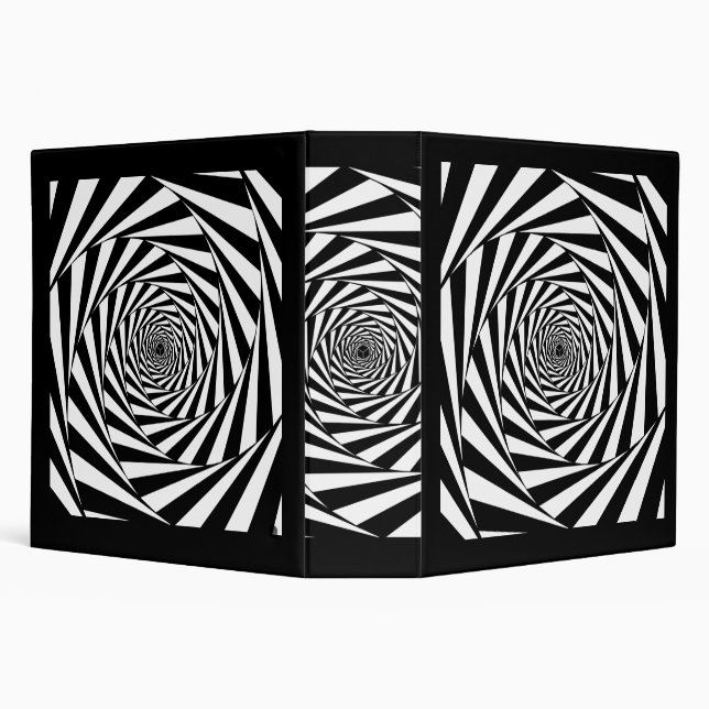 Abstract Black & White Swirl Spiral Stairway Art Binder (Background)