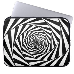 Abstract Black & White Swirl Spiral Stairway Laptop Sleeve