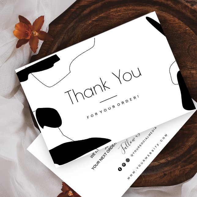 Abstract Black & White Thank You Business Card (Creator Uploaded)