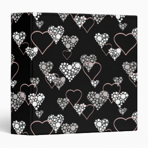 Abstract black white Valentines Day hearts love sh Binder