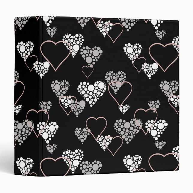 Abstract black white Valentines Day hearts love sh Binder (Front/Spine)