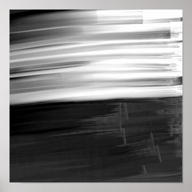 Abstract black white watercolor brushstrokes poster (Front)