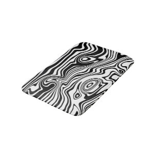 Abstract Black White Waves Bath Mat Choose Colors