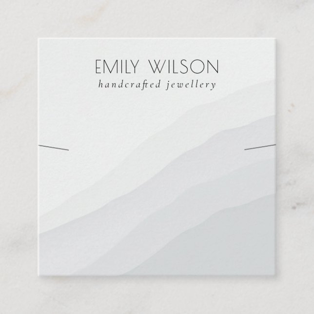 Abstract Black White Waves Necklace Band Template Square Business Card (Front)