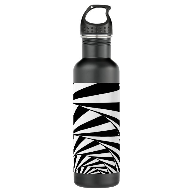 Abstract Black & White Wavy Lines Art 710 Ml Water Bottle (Front)