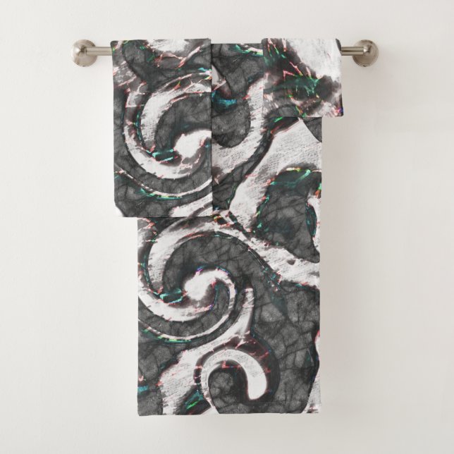 Abstract Black & White with coloured detail or fai Bath Towel Set (Insitu)