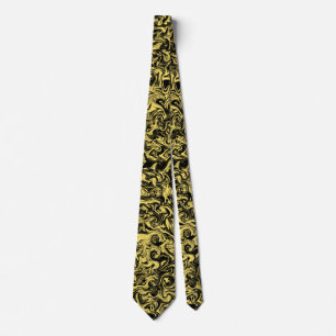 Abstract Black & Yellow Swirl Tie
