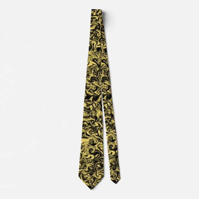Abstract Black & Yellow Swirl Tie (Front)