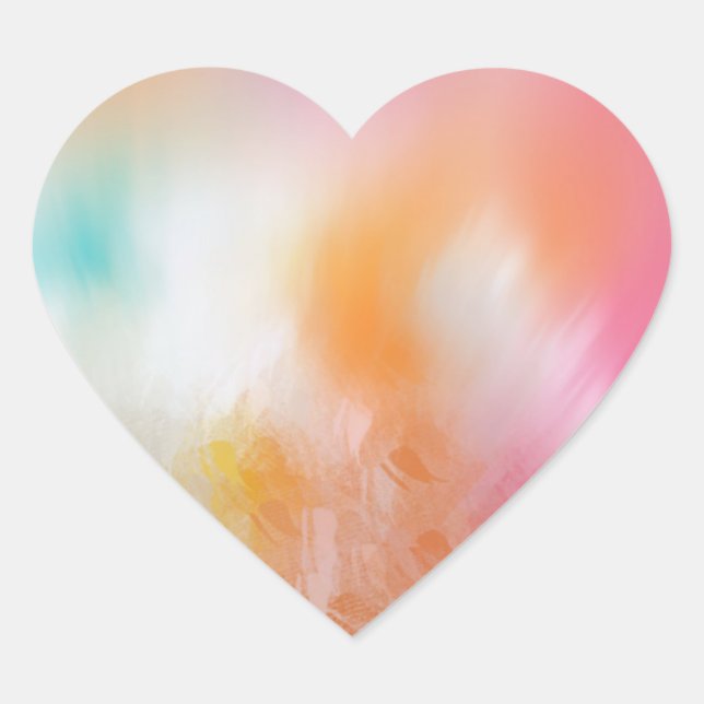 Abstract Blank Colourful Pink Red Yellow Blue Heart Sticker (Front)