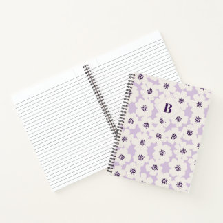 Abstract Blocky Floral Lavender Monogram Notebook