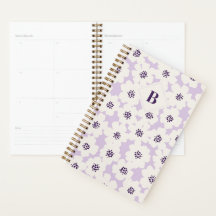 Abstract Blocky Floral Lavender Monogram