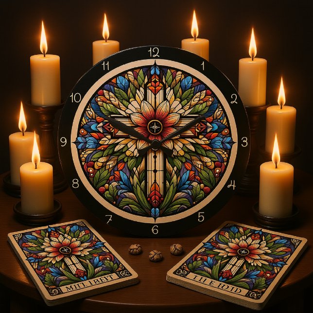 Abstract Bloom Cross Large Clock (Creator Uploaded)