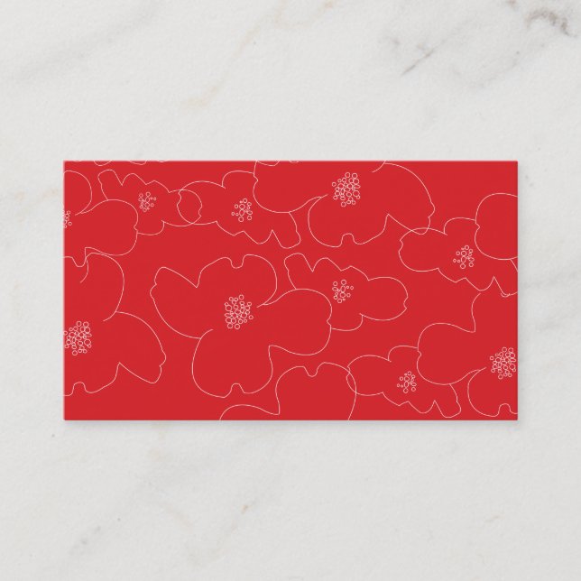 ABSTRACT BLOSSOMS RED/WHITE BUSINESS CARD (Front)