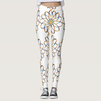 abstract blu flower leggings