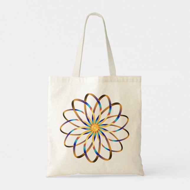 abstract blu flower tote bag (Back)