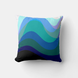 Abstract Blue 303 - Groovy Flowing Art Throw Pillow