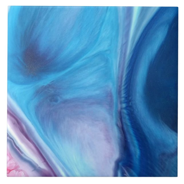 Abstract Blue Agate Watercolor Marble  Tile (Front)