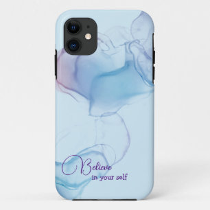 Abstract blue alcohol ink iPhone Case