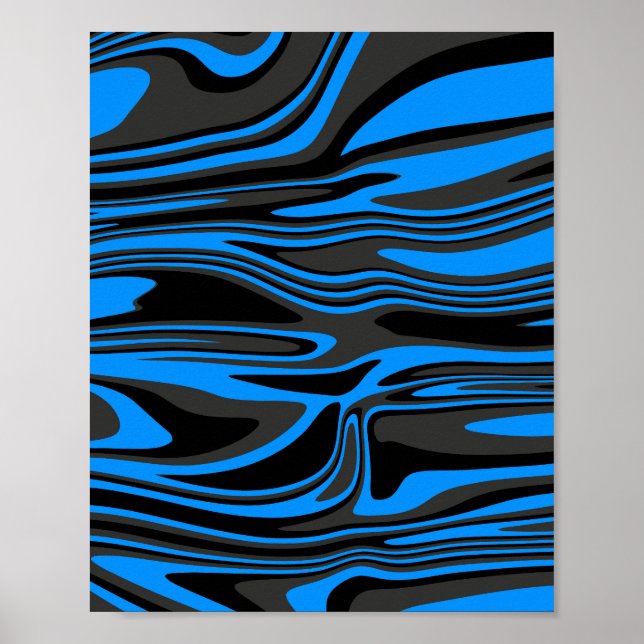 Abstract Blue and Black Flow Poster (Front)