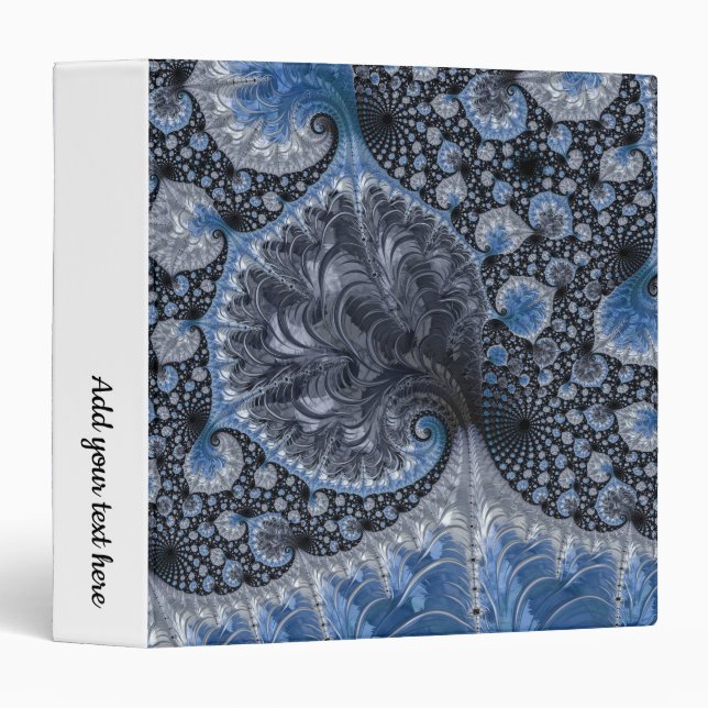 Abstract Blue and Black Intricate Fractal Binder (Front/Spine)