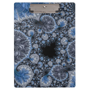 Abstract Blue and Black Intricate Fractal Clipboard