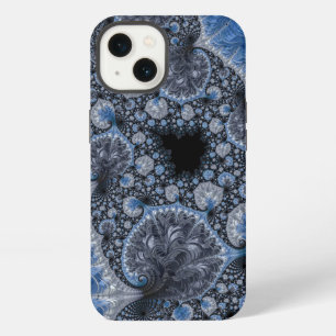 Abstract Blue and Black Intricate Fractal iPhone 13 Case