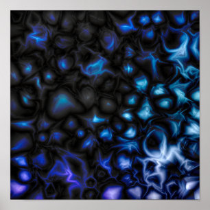 Abstract Blue and Black Pattern Poster