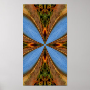 Abstract Blue And Brown Kaleidoscope Poster