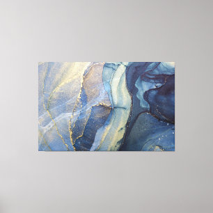Abstract Blue and Gold Alcohol Ink  Canvas Print